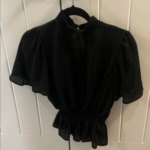 Rebel Sugar Black Ruffled Blouse